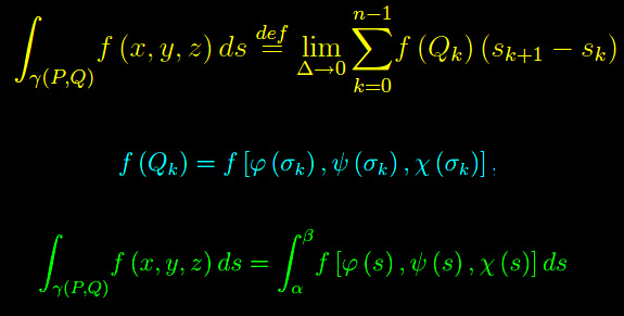 integrale curvilineo, curva regolare, rappresentazione naturale, somma integrale