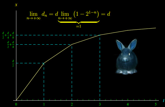 il coniglio di zenone,cinematica,serie geometrica