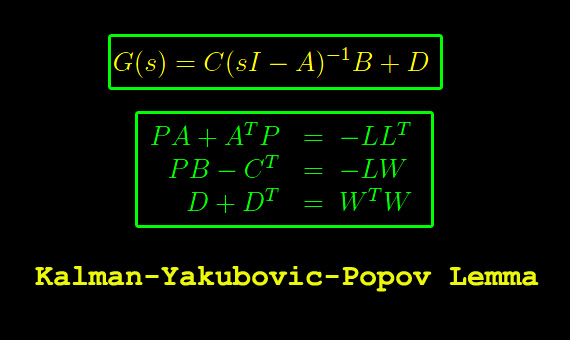 sistemi dinamici,Positive Real Lemma,Kalman-Yakubovic-Popov Lemma