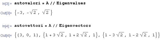 diagonalizzazione di una matrice,autovettori,autovalori,mathematica