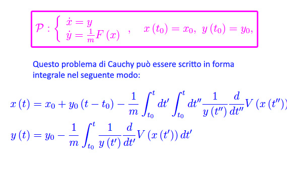 forma integrale delle equazioni del moto,caso unidimensionale,problema di cauchy