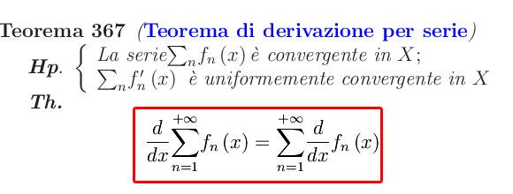 Teorema di derivazione per serie