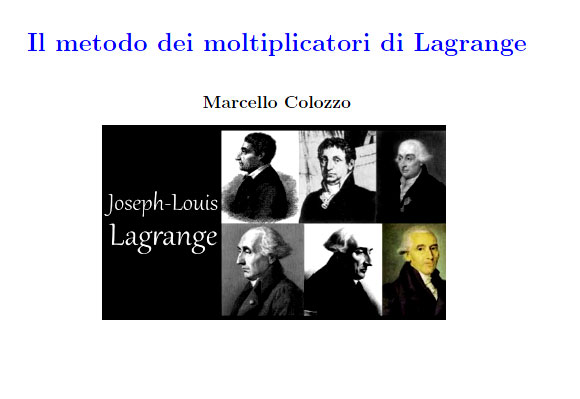 moltiplicatori di Lagrange
