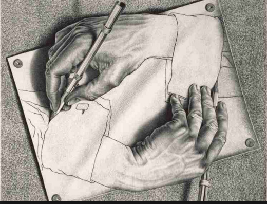 mani che disegnano,escher,strange loop,hoftsdater