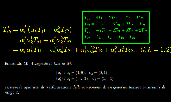 tensore covariante di rango 2, componenti,legge di trasformazione