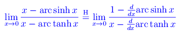 Limiti delle funzioni iperboliche inverse,arco seno iperbolico,forma indeterminata zero su zero