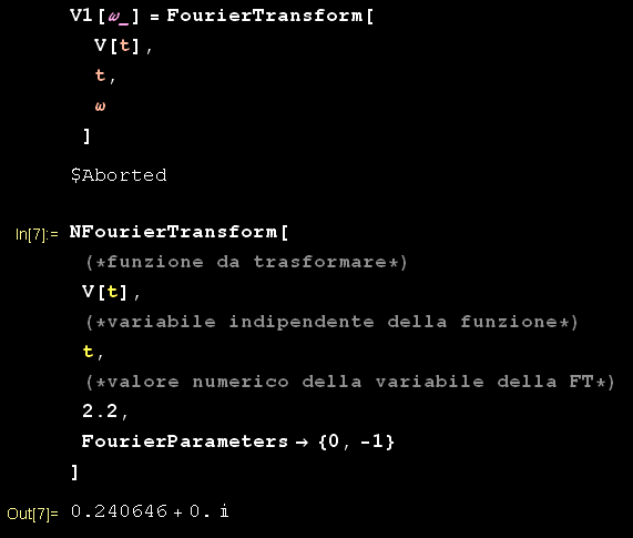 trasformata di Fourier,mathematica,carico computazionale