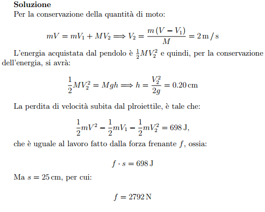 proiettile,pendolo balistico